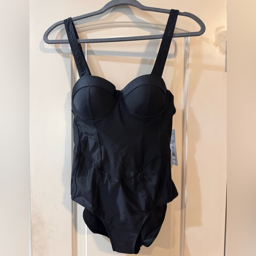 Tahari Black One-Piece Swimsuit with Structured Cups
